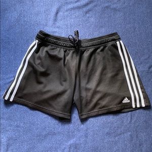 Black Adidas Shorts with classic white stripes